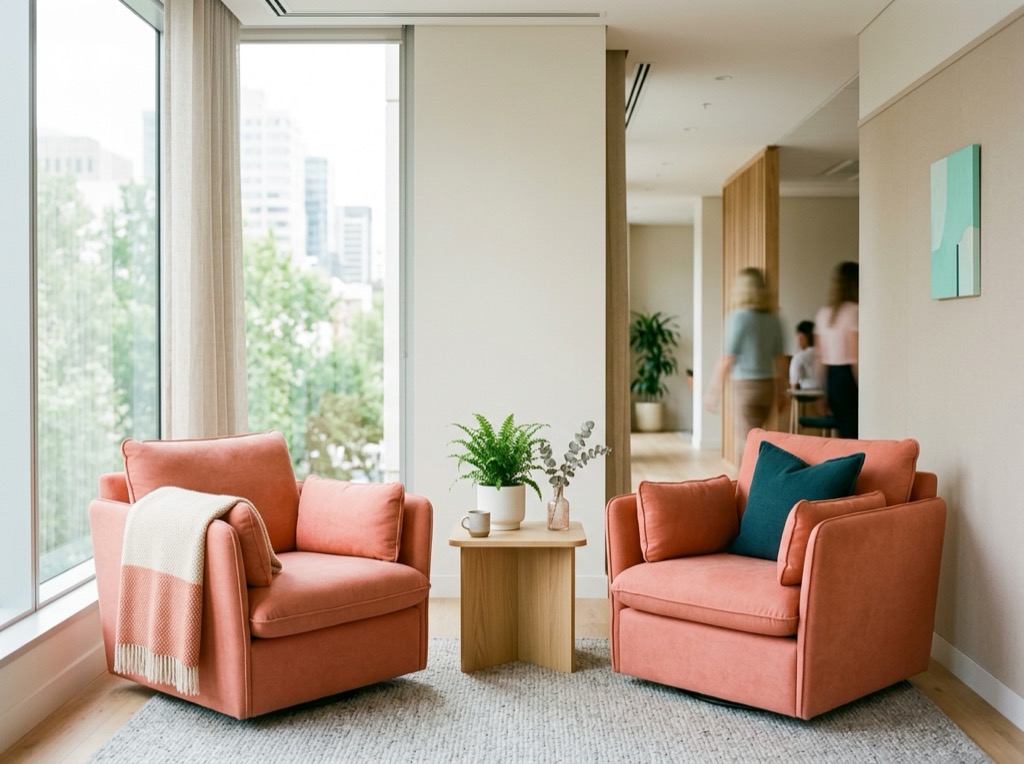 A calm workplace wellbeing room