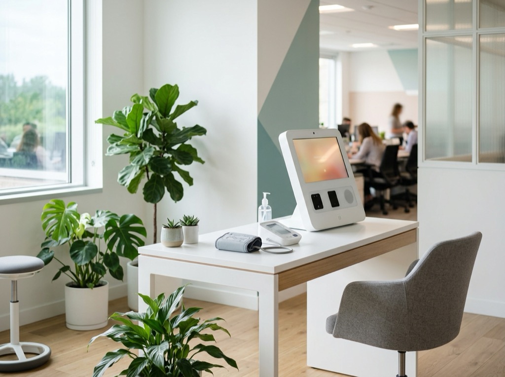 A bright workplace biometric screening station